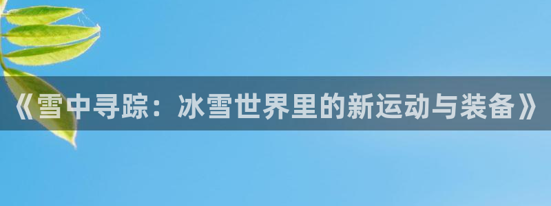意昂体育4招商电话号码：《雪中寻踪：冰雪世界里的新运动与装备